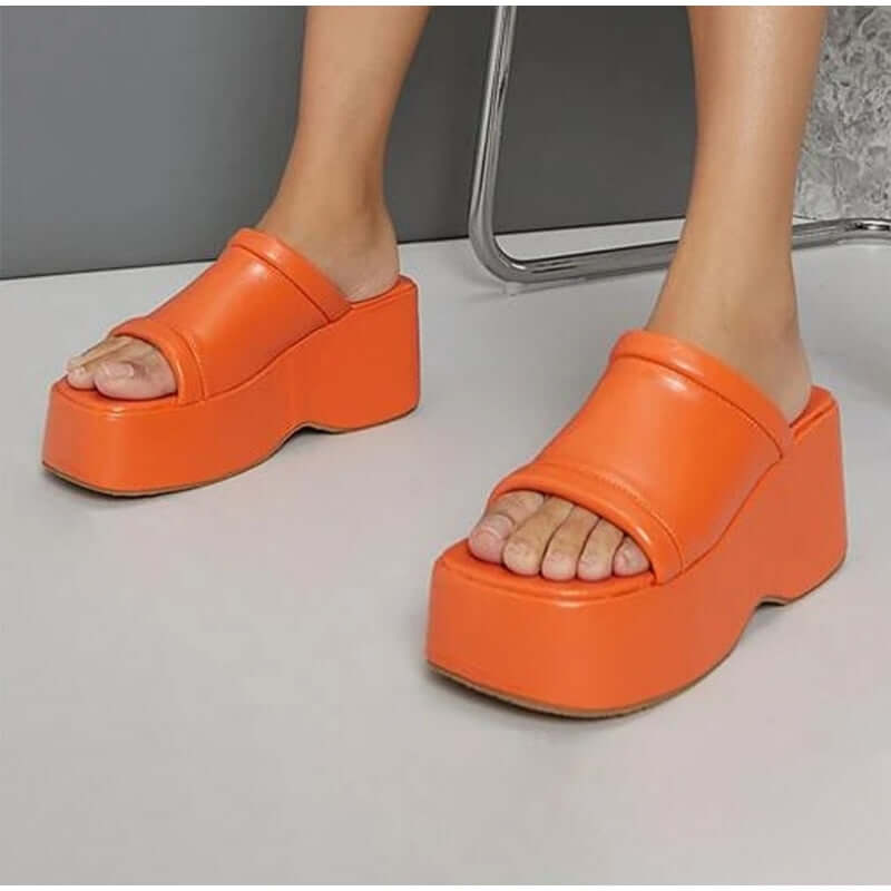 Women's Fashion Basics - Pleather Platform Sandals